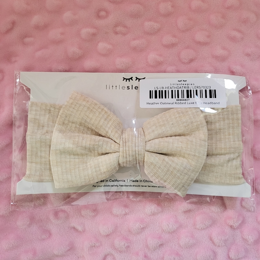 Heather Oatmeal Ribbed Luxe Bow